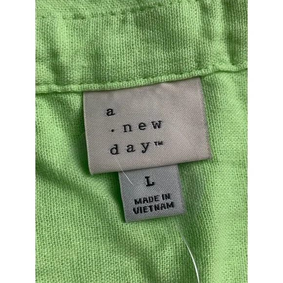 A New Day Womens Lime Green Button-Up Collared Short Sleeve Shirt Size Large - Picture 5 of 7